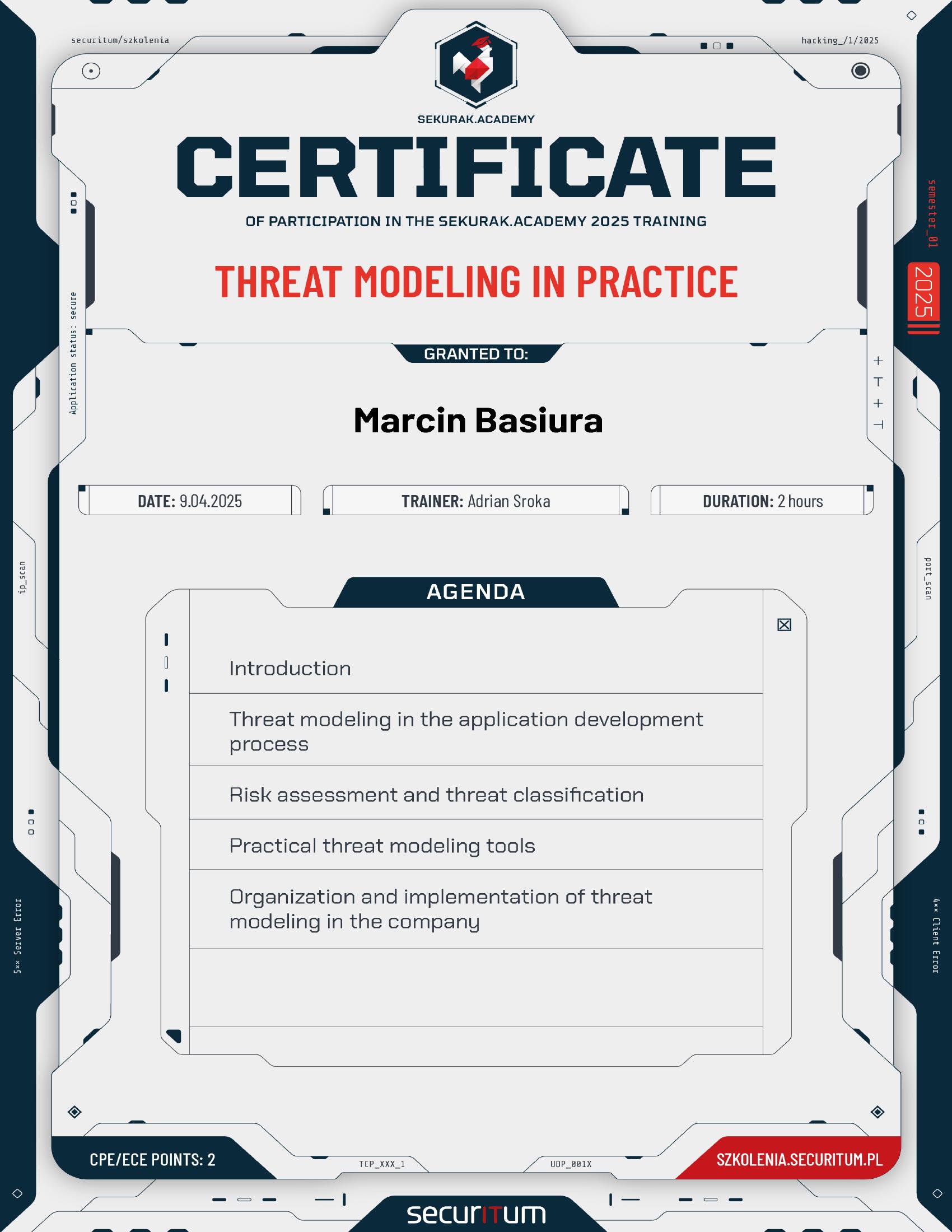 Threat modeling in practice